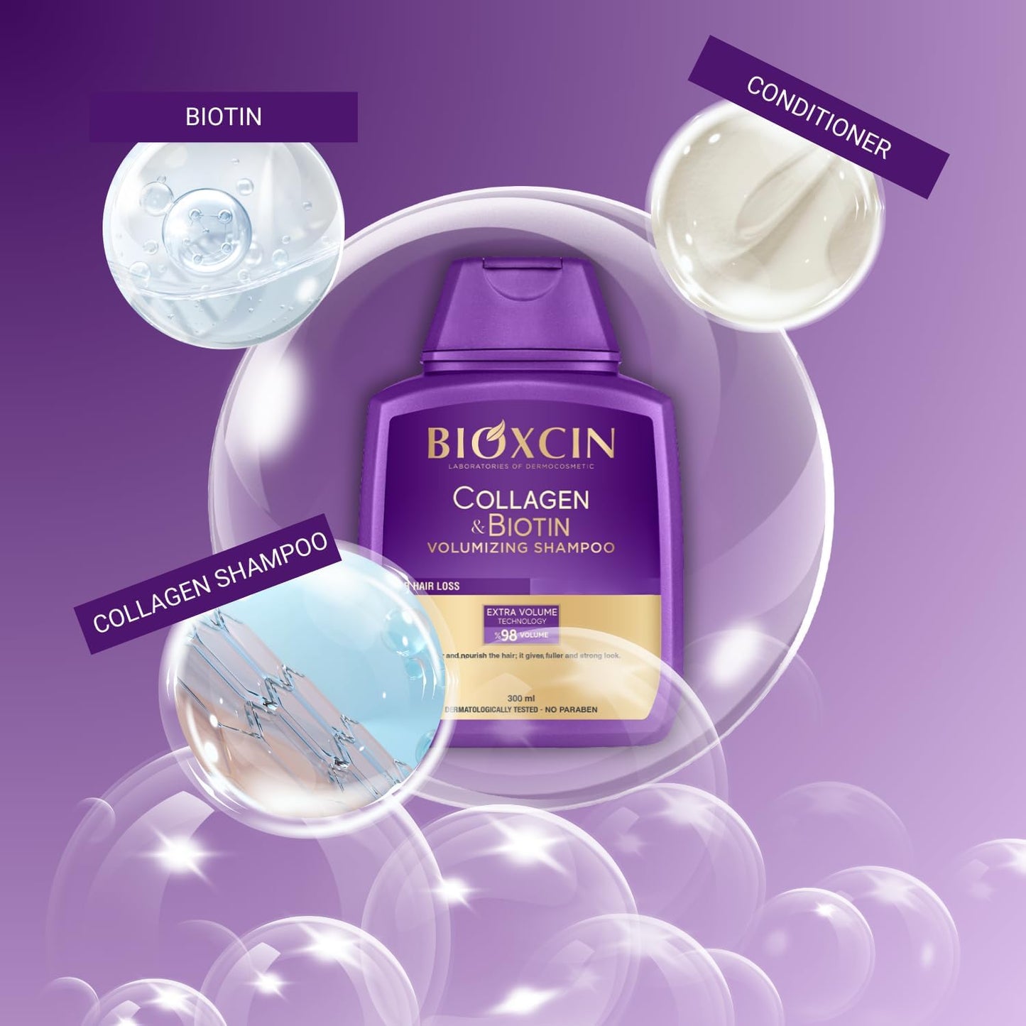 شامبو بيوكسين بالكولاجين والبيوتين لزيادة كثافة الشعر الرقيق والحساس 300 مل | يعزز الامتلاء والقوة