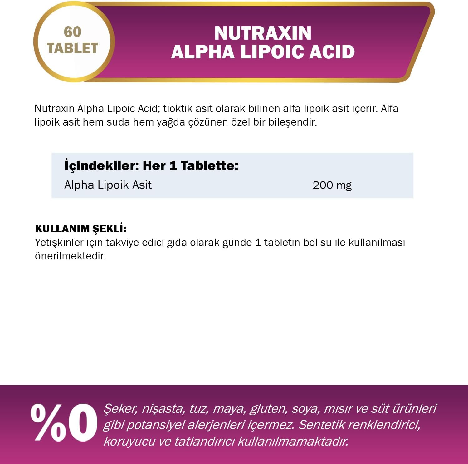 Nutraxin Plus Alpha Lipoic Acid 200mg: Potent Antioxidant, Energy & Metabolism Support 60 Capsules