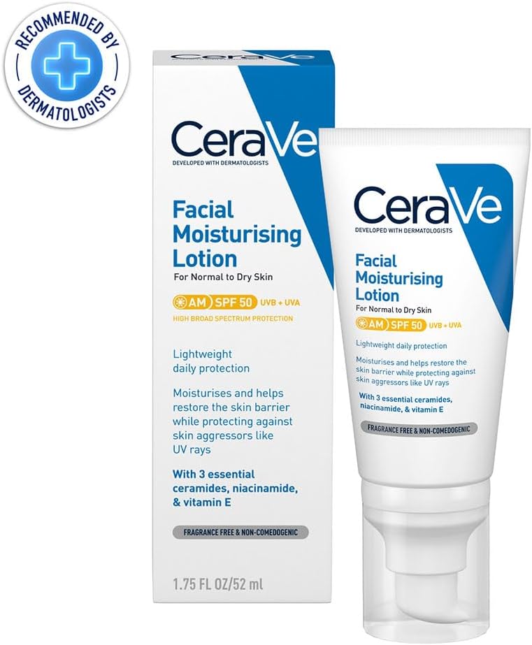 CeraVe AM Facial Moisturizer SPF50: Daily Hydrating Protection for Normal to Dry Skin