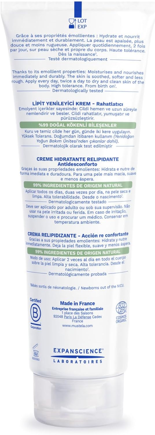 Mustela Stelatopia+ Organic Lipid Replenishing Baby Cream: Eczema-Prone, Anti-Itch, 150ml