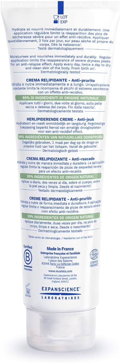 Mustela Stelatopia+ Organic Lipid Replenishing Baby Cream: Eczema-Prone, Anti-Itch, 150ml