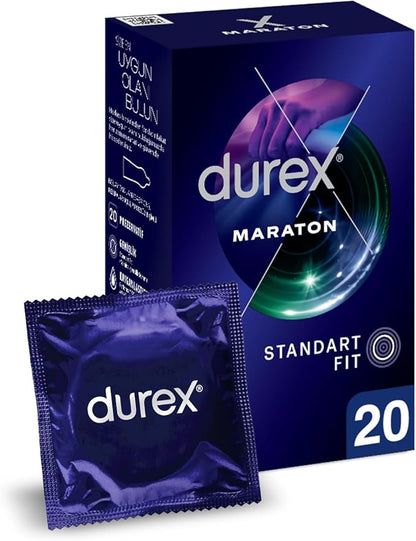 Durex Performa Delay Condoms, 20-Count, Benzocaine 5%, Easy-On, Extended Pleasure