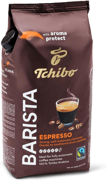 Tchibo Barista Espresso Whole Bean Coffee 1kg - Sustainable Arabica, Drum Roasted