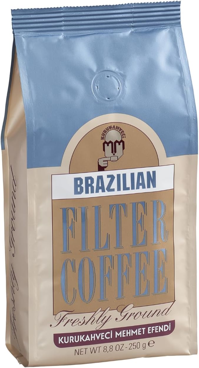 Kurukahveci Mehmet Efendi Brazilian Filter Coffee 250g - Rich, Aromatic, Freshly Ground Arabica