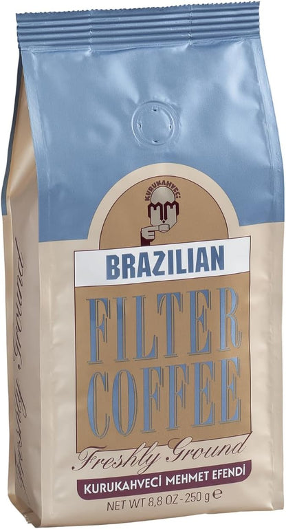 Kurukahveci Mehmet Efendi Brazilian Filter Coffee 250g - Rich, Aromatic, Freshly Ground Arabica