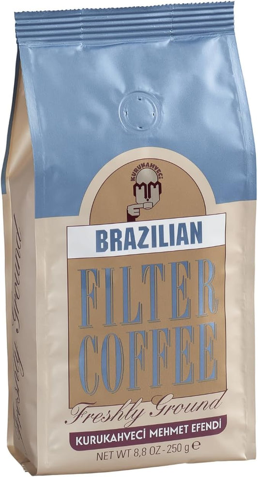 Kurukahveci Mehmet Efendi Brazilian Filter Coffee 250g - Rich, Aromatic, Freshly Ground Arabica