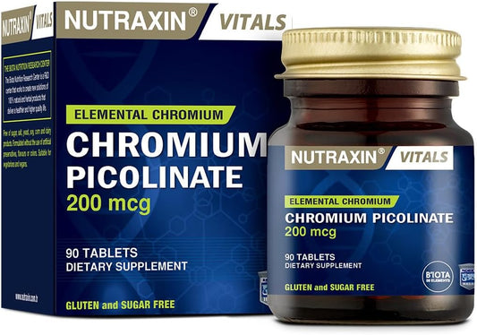 Nutraxin Chromium Picolinate 200 mcg Tablets: Advanced Blood Sugar Support, 90 Count