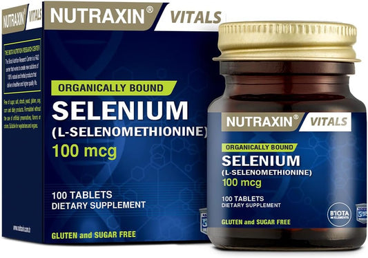 Nutraxin Selenium L-Selenomethionine 100mcg: Immune, Thyroid & Hair Support (100 Capsules)