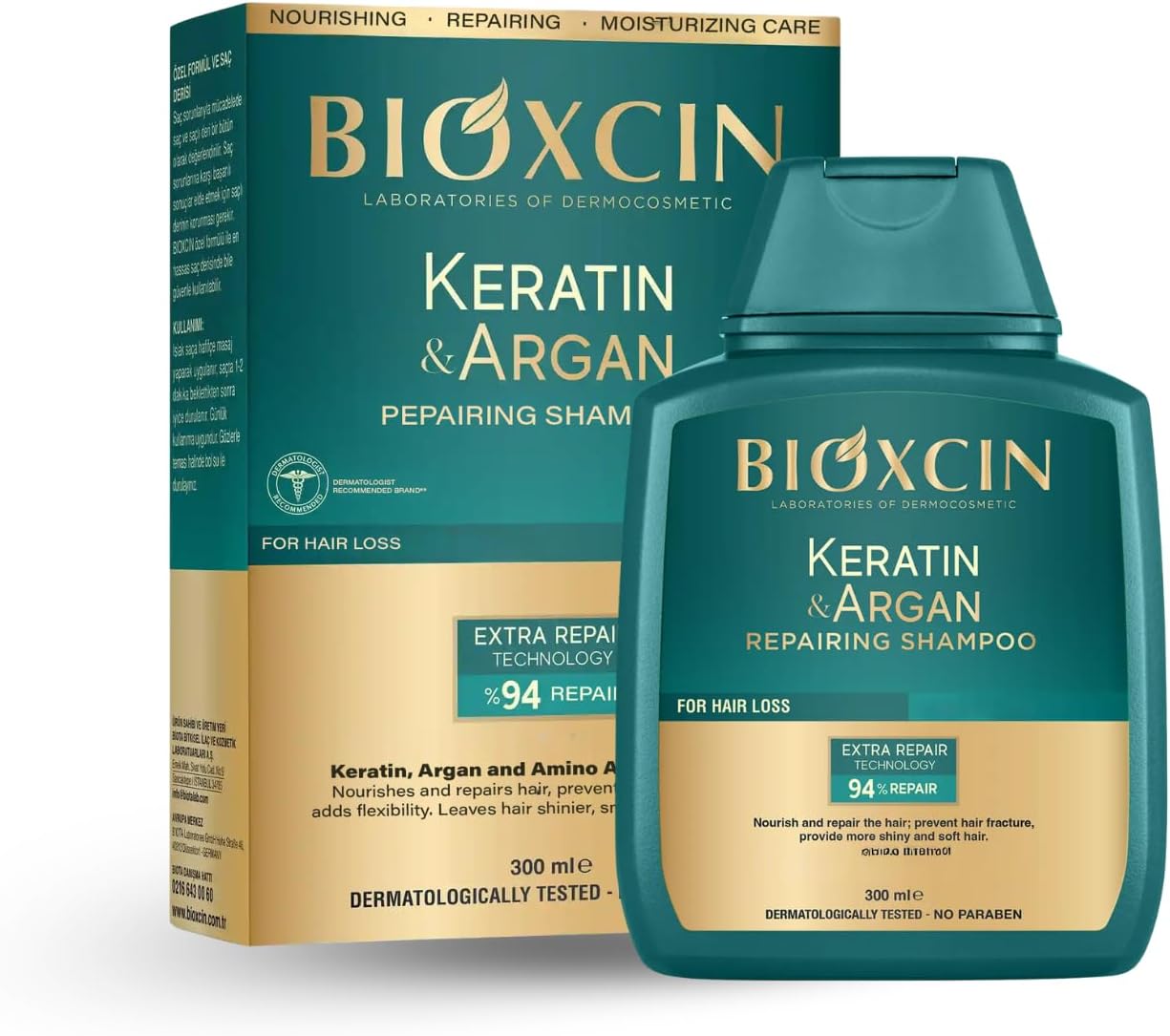 Bioxcin Keratin Argan Repairing Shampoo for Damaged, Worn, Weakened Hair 300ml