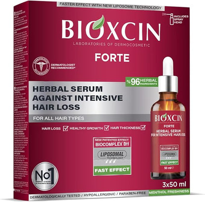Bioxcin Forte Anti-Hair Loss Serum 3x50ml - Herbal Scalp Strengthening Treatment