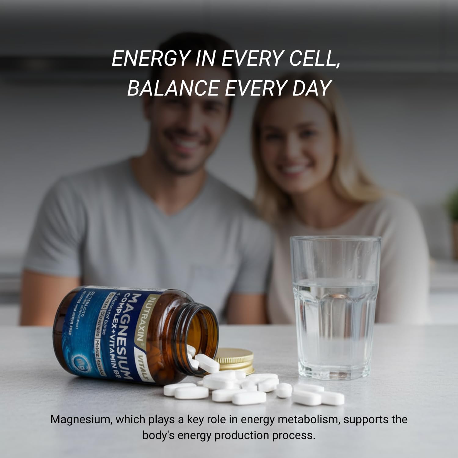 Nutraxin Magnesium Complex + B6 for Energy, Muscle, Bone, Nerve Support