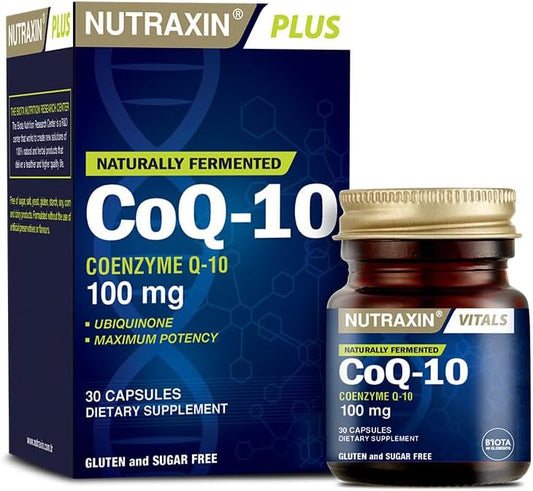 Nutraxin CoQ10 100mg Ubiquinone Capsules: Cellular Energy, Antioxidant, Heart Support (30)