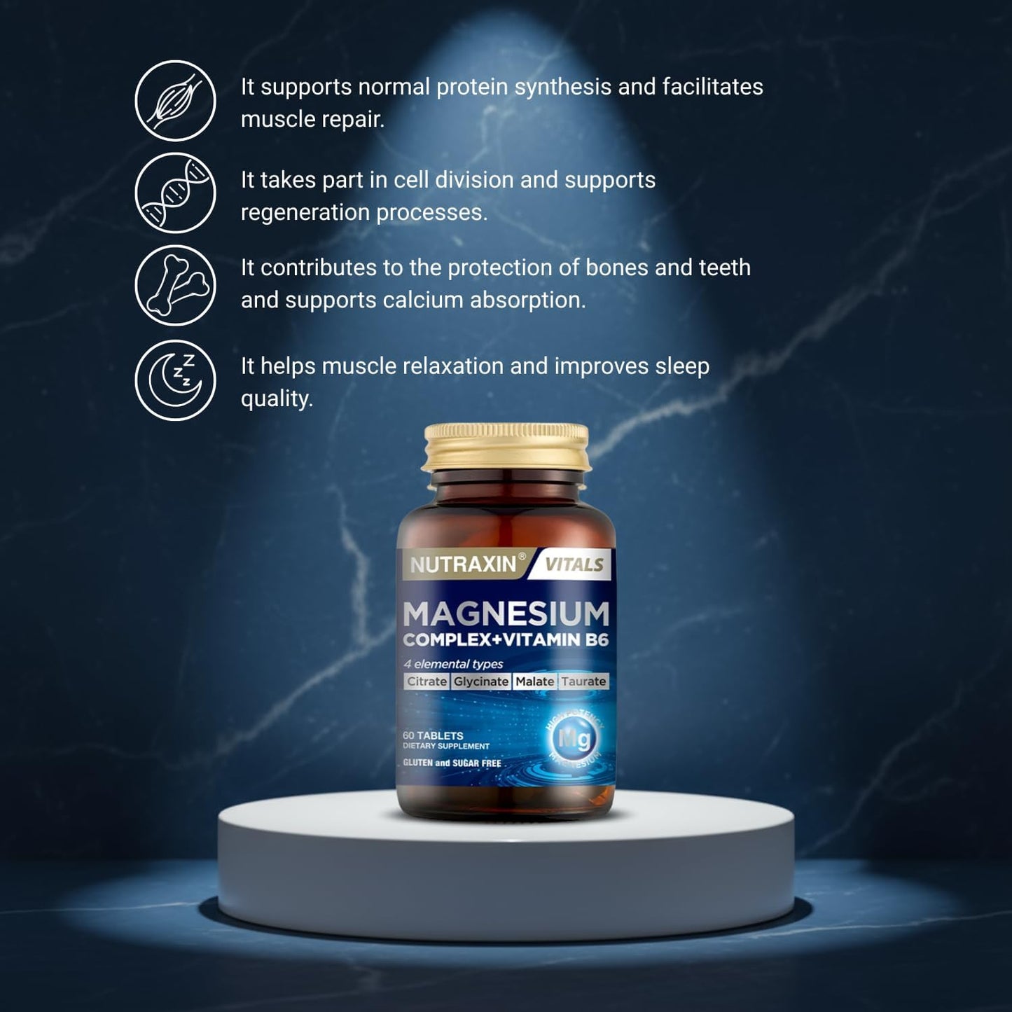 Nutraxin Magnesium Complex + B6 for Energy, Muscle, Bone, Nerve Support