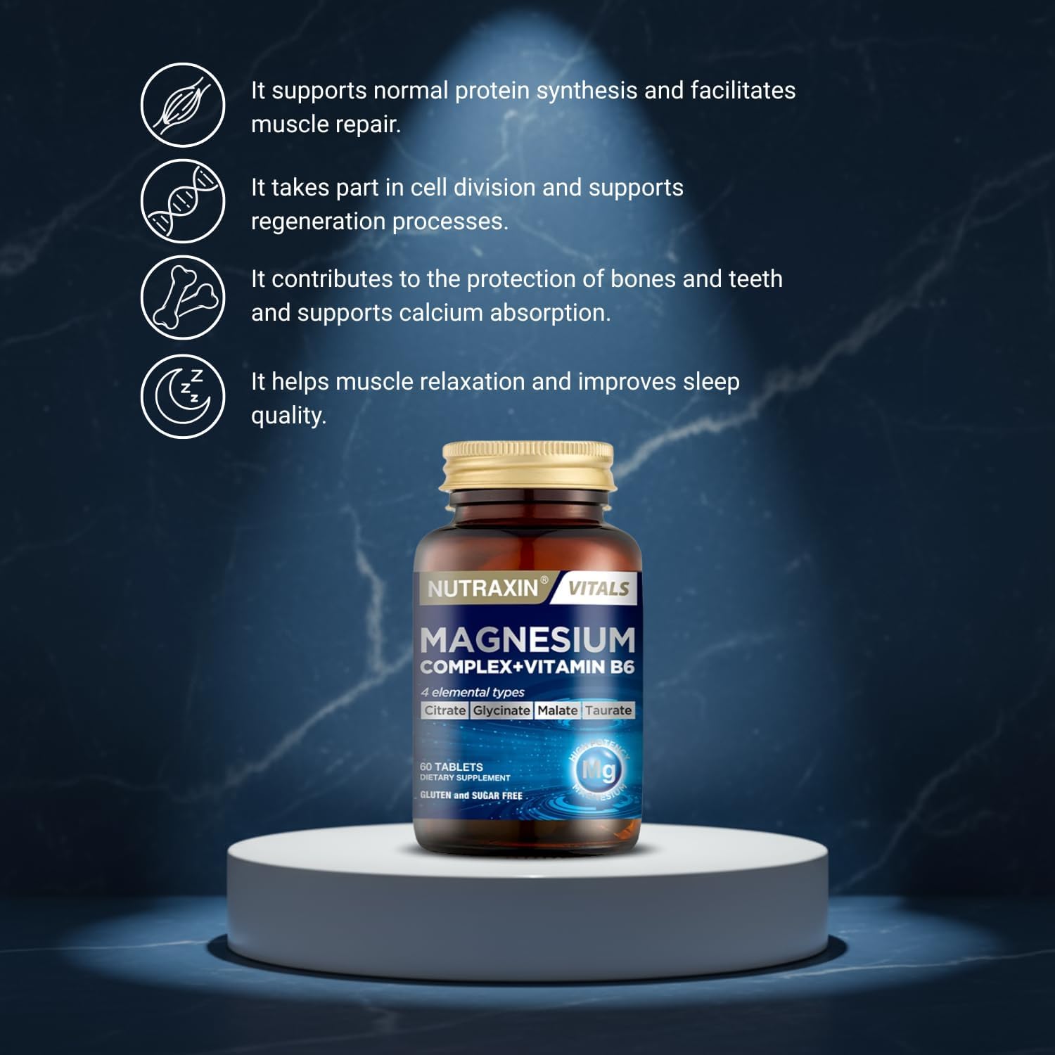 Nutraxin Magnesium Complex + B6 for Energy, Muscle, Bone, Nerve Support