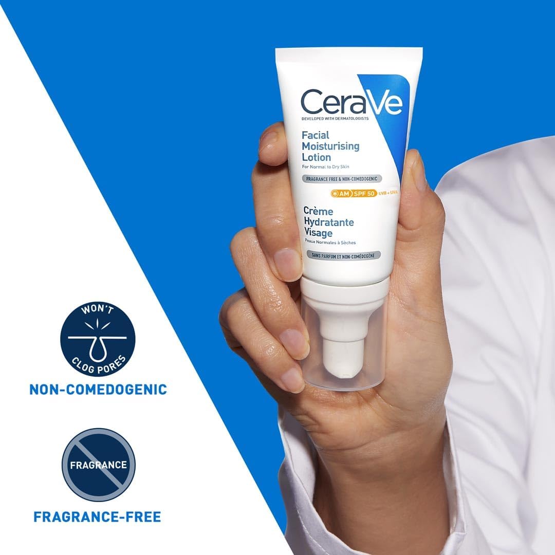 CeraVe AM Facial Moisturizer SPF50: Daily Hydrating Protection for Normal to Dry Skin