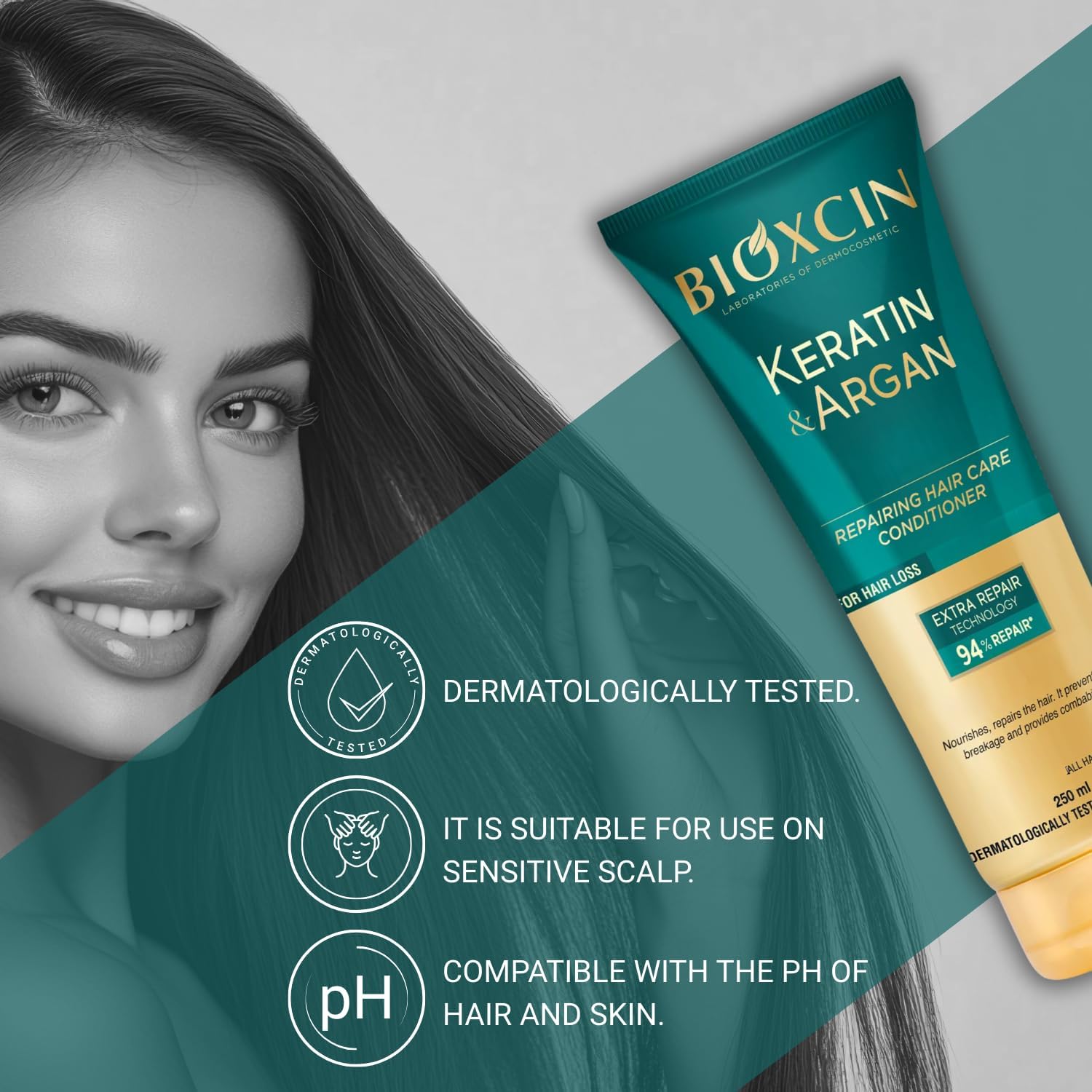 Bioxcin Keratin Argan Restorative Hair Repair Cream for Damaged Hair 250ml