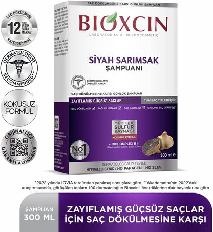 Bioxcin Black Garlic Anti-Hair Loss Herbal Shampoo: Strengthens & Adds Volume (300ml)