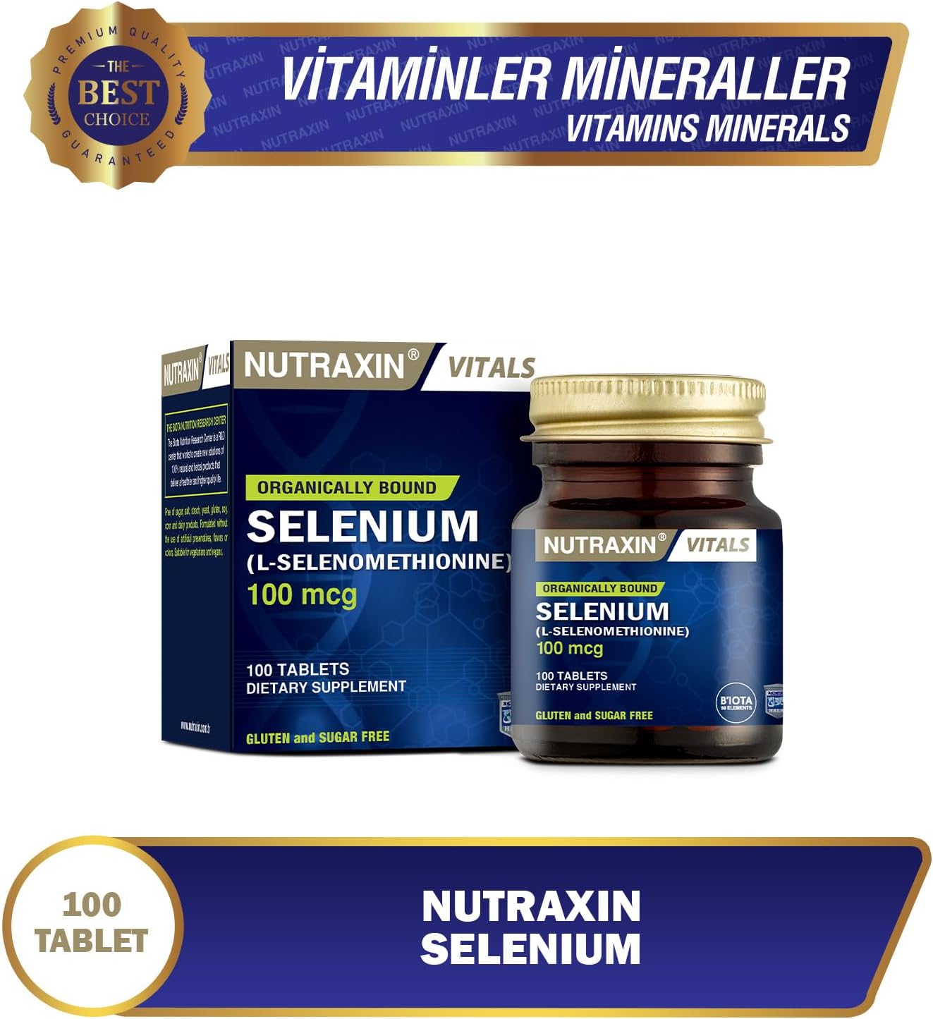 Nutraxin Selenium L-Selenomethionine 100mcg: Immune, Thyroid & Hair Support (100 Capsules)