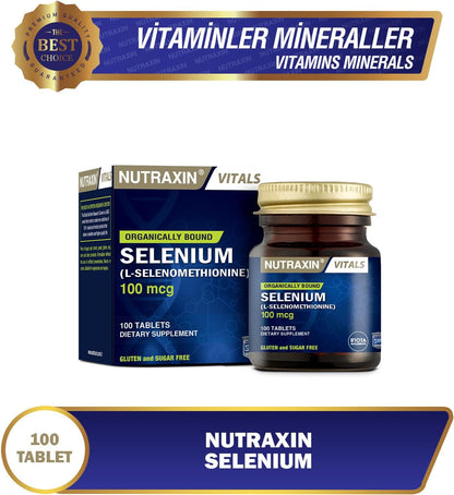 Nutraxin Selenium L-Selenomethionine 100mcg: Immune, Thyroid & Hair Support (100 Capsules)