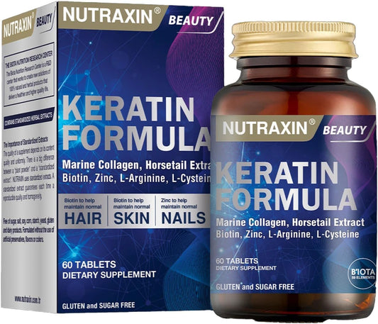 Nutraxin Beauty Keratin Formula 60 Tablets: Advanced Hair, Skin, Nail Support Supplement