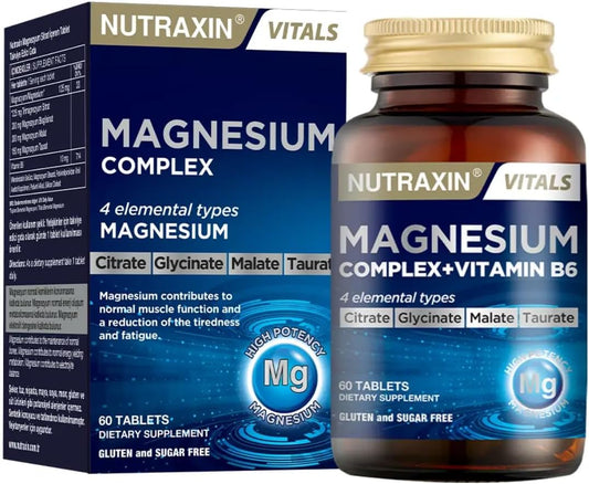 Nutraxin Magnesium Complex + B6 for Energy, Muscle, Bone, Nerve Support