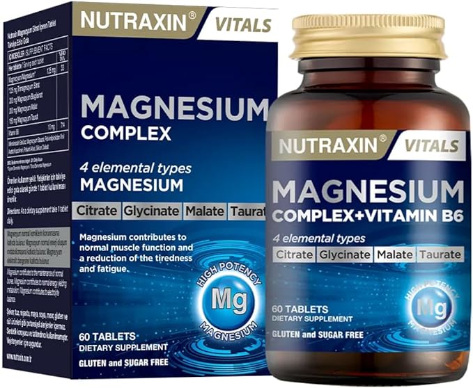 Nutraxin Magnesium Complex + B6 for Energy, Muscle, Bone, Nerve Support