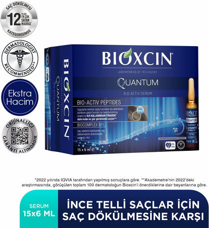 Bioxcin Quantum Bio-Activ Hair Thickening Serum Ampoules, 15x6ml 1-Month Supply
