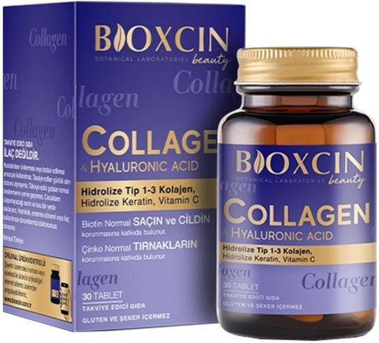Bioxcin Beauty Collagen 30 Tablets: Hydrolyzed Type I & III for Skin, Hair, Nails