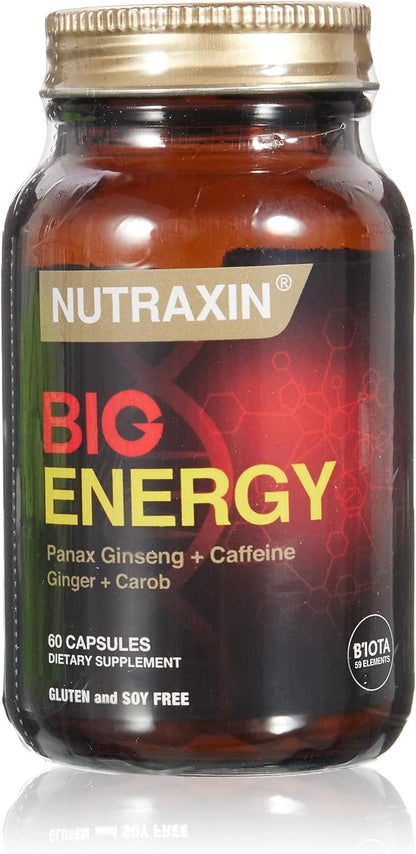 Nutraxin Big Energy Ginseng Caffeine Ginger Carob 60 Capsules for Daily Vitality