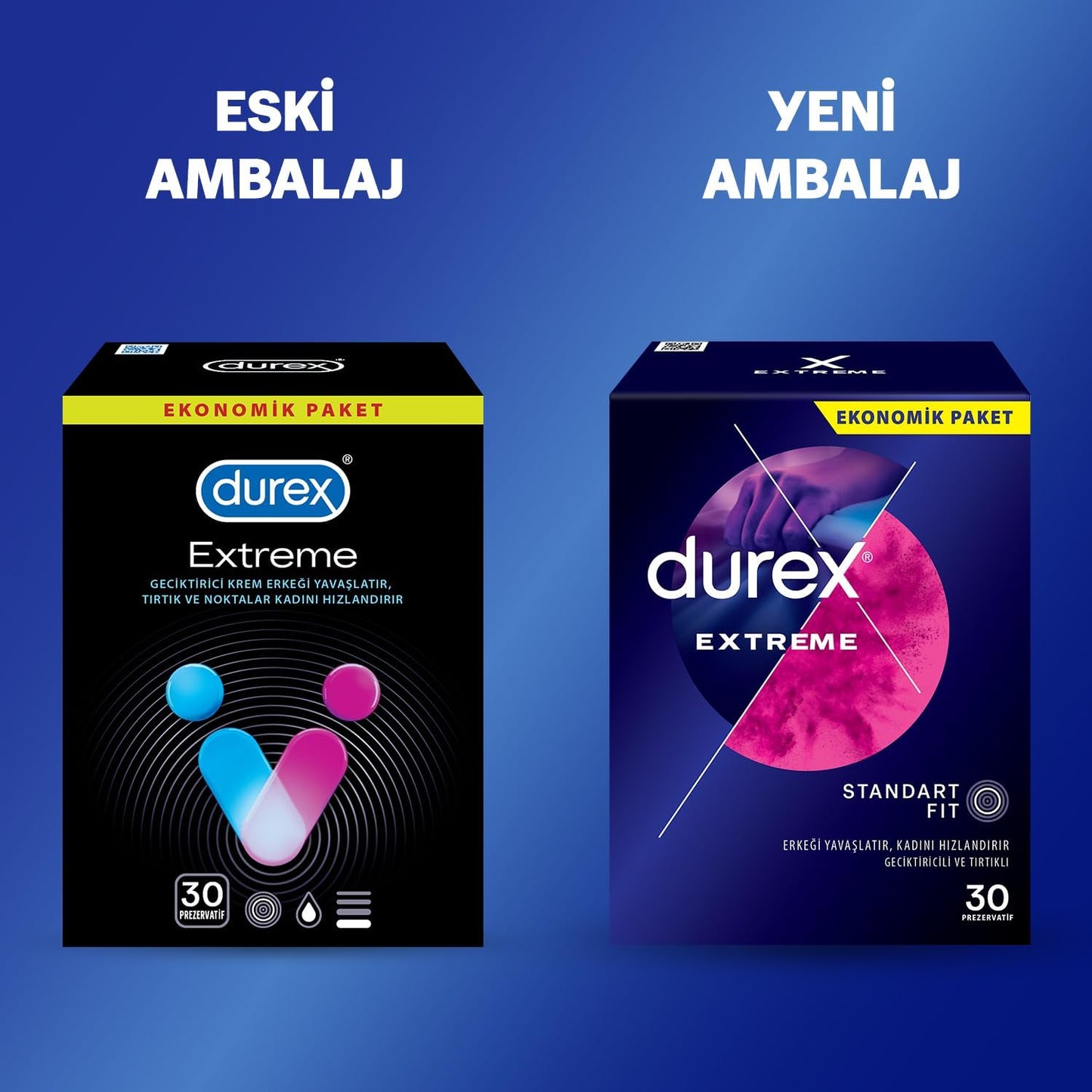 Durex Extreme Ribbed & Dotted Delay Condoms, 30-Count, Enhanced Pleasure