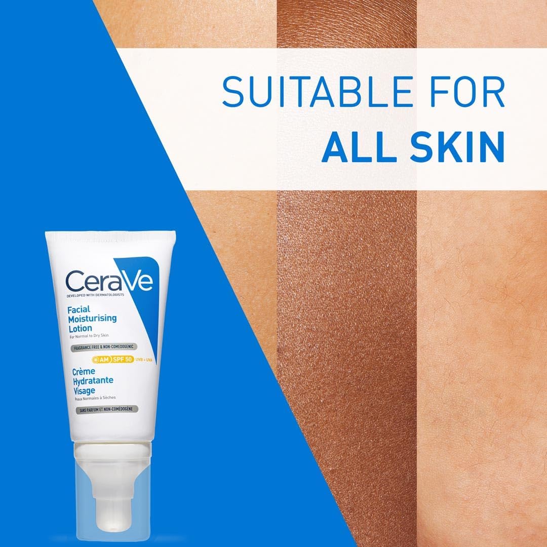 CeraVe AM Facial Moisturizer SPF50: Daily Hydrating Protection for Normal to Dry Skin