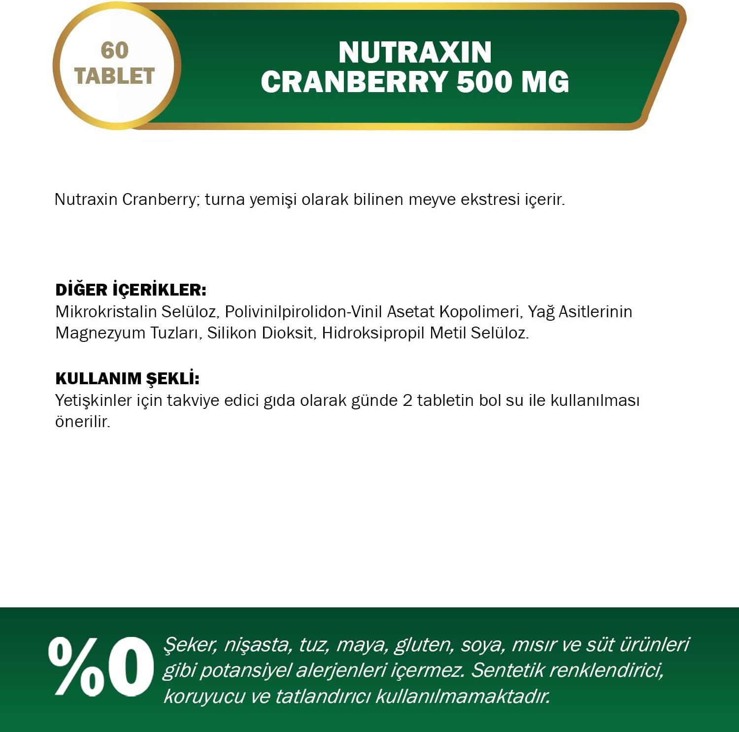 Nutraxin High-Dose Cranberry 500mg Tablets: Urinary Tract Health Support, 60 Count
