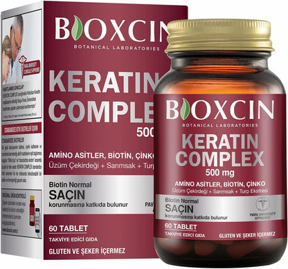 Bioxcin Forte Keratin Complex 500mg Hair Growth Supplement 60 Tablets Biotin Zinc