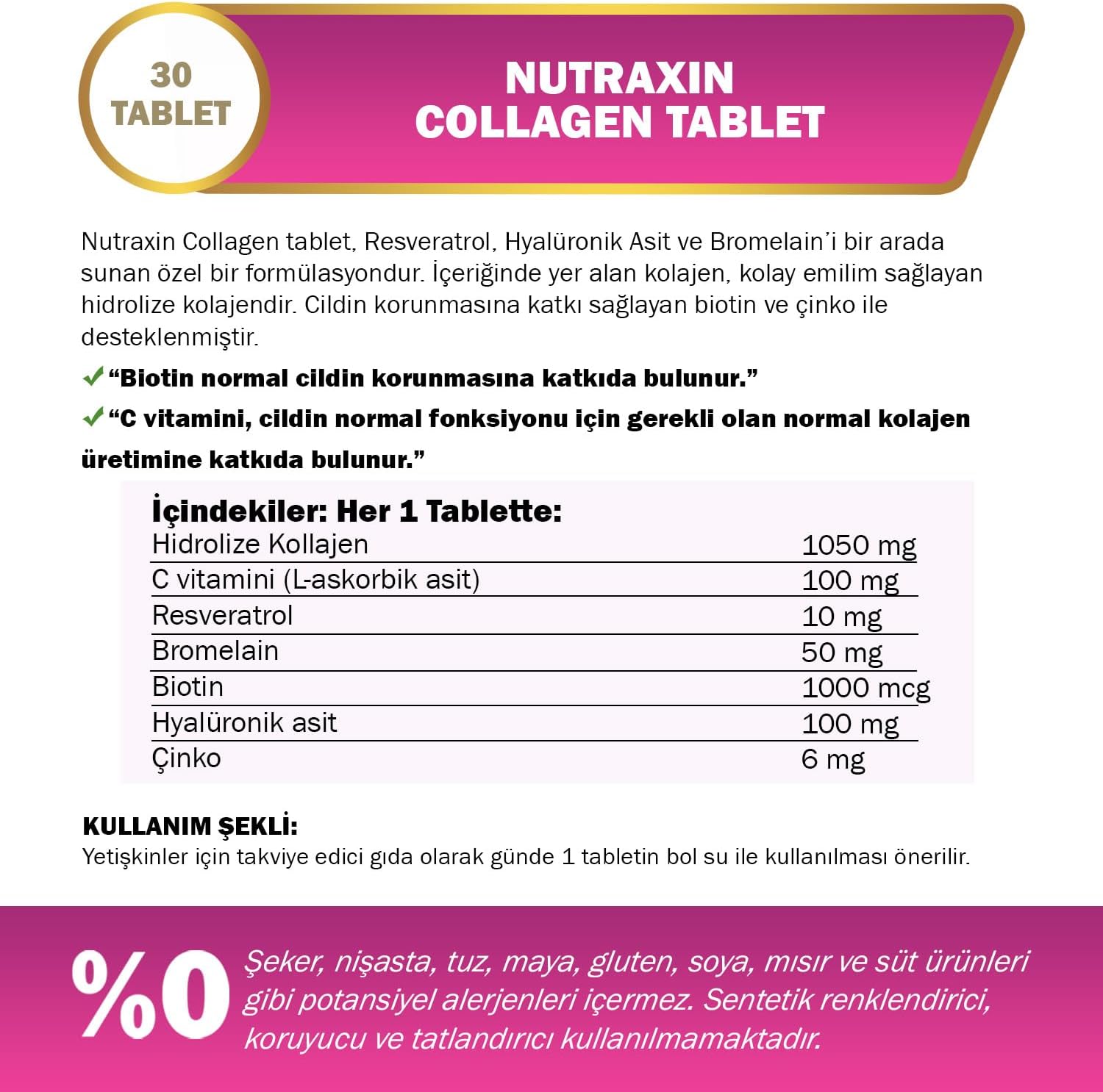 Nutraxin Gold Quality Hydrolyzed Collagen Tablets: Skin, Hair, Nail Renewal