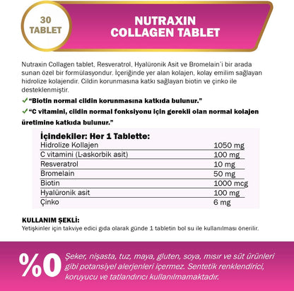 Nutraxin Gold Quality Hydrolyzed Collagen Tablets: Skin, Hair, Nail Renewal