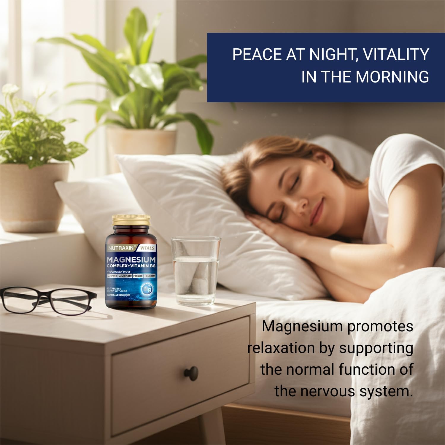 Nutraxin Magnesium Complex + B6 for Energy, Muscle, Bone, Nerve Support