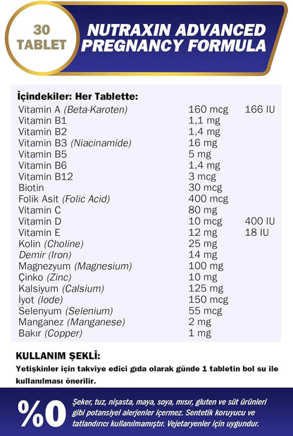 Nutraxin Pregnancy Formula: Essential 21 Vitamins Minerals for Mother & Baby