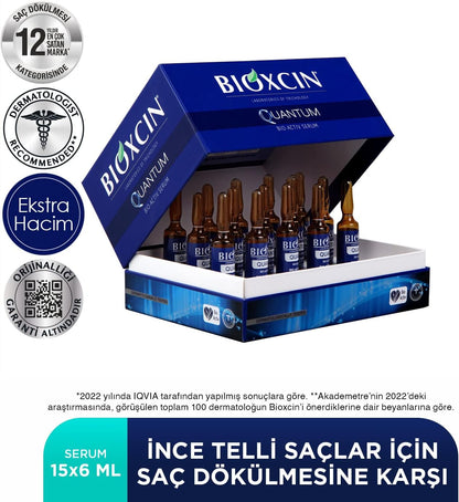 Bioxcin Quantum Bio-Activ Hair Thickening Serum Ampoules, 15x6ml 1-Month Supply