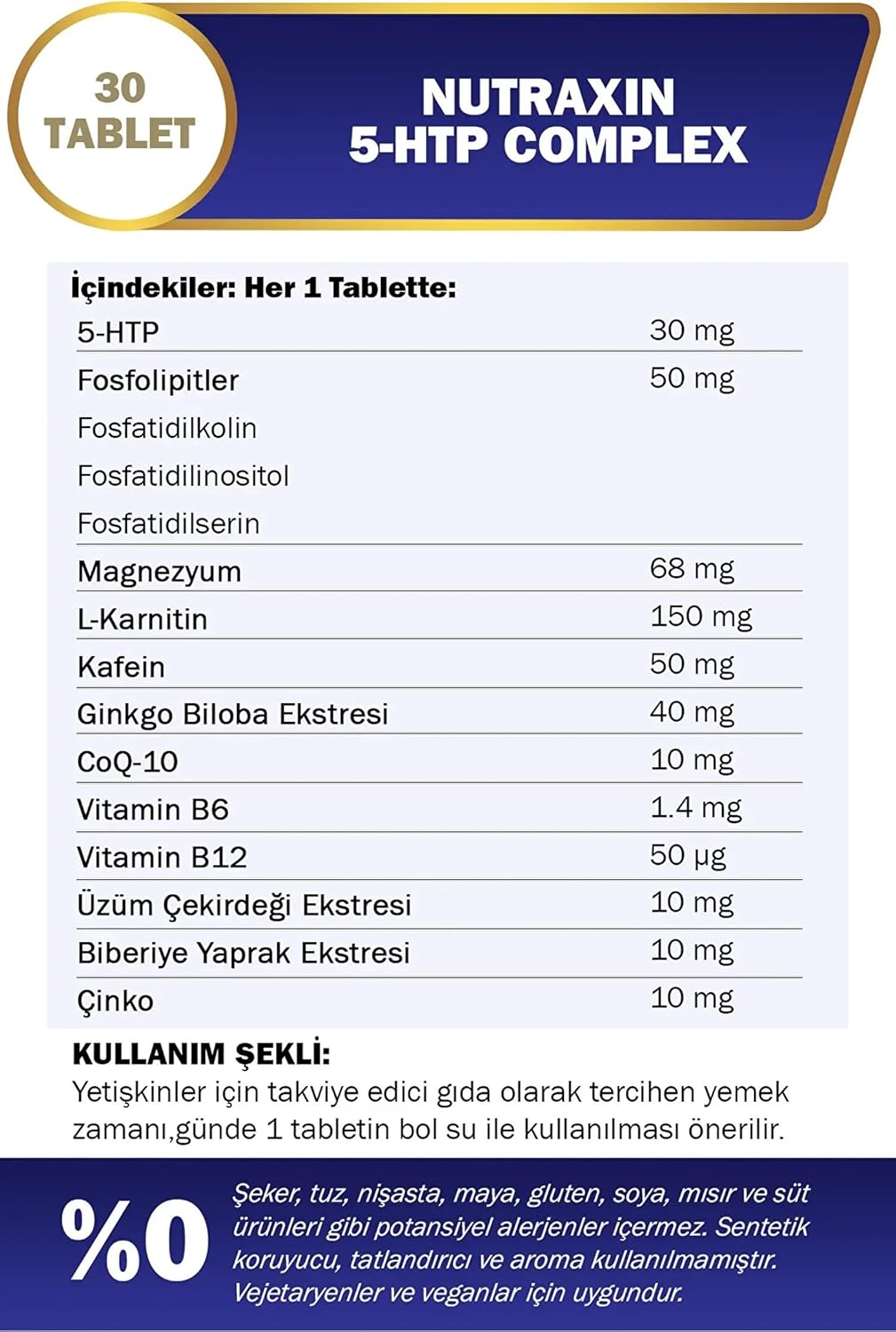 Nutraxin 5-HTP Complex 30 Tablets: Mood, Energy, Focus Support Supplement
