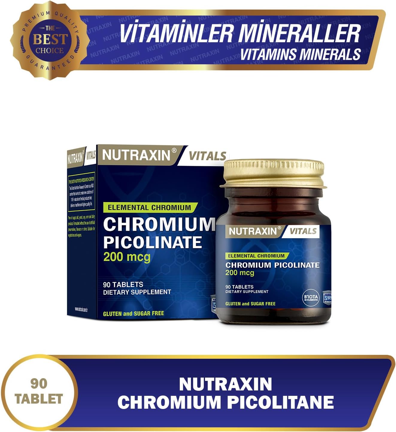 Nutraxin Chromium Picolinate 200 mcg Tablets: Advanced Blood Sugar Support, 90 Count