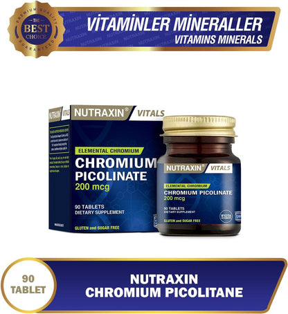 Nutraxin Chromium Picolinate 200 mcg Tablets: Advanced Blood Sugar Support, 90 Count
