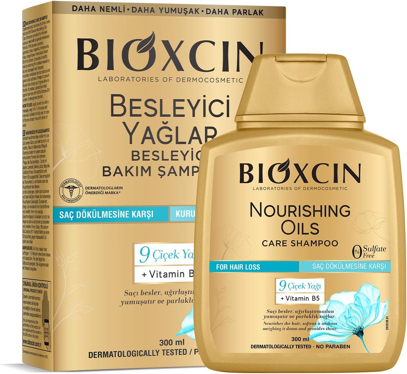 Bioxcin Nourishing Oils Anti-Hair Loss Shampoo for Dry, Damaged Hair, Sulfate-Free 300ml
