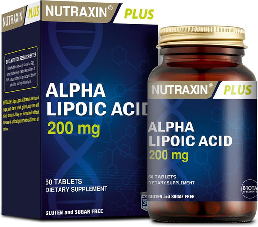Nutraxin Plus Alpha Lipoic Acid 200mg: Potent Antioxidant, Energy & Metabolism Support 60 Capsules
