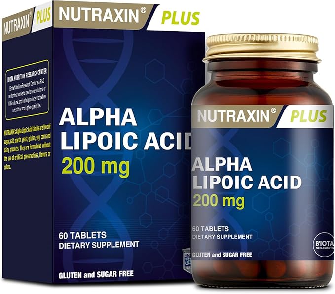 Nutraxin Plus Alpha Lipoic Acid 200mg: Potent Antioxidant, Energy & Metabolism Support 60 Capsules