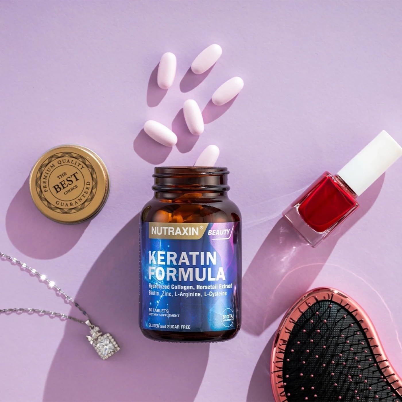 Nutraxin Beauty Keratin Formula 60 Tablets: Advanced Hair, Skin, Nail Support Supplement