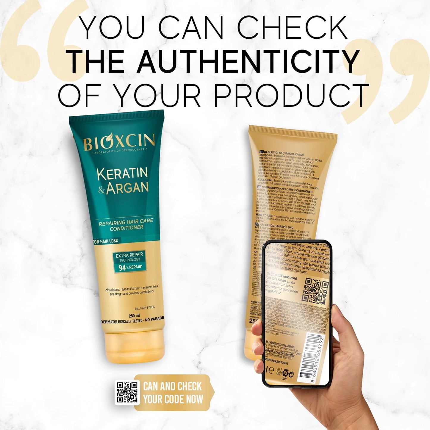 Bioxcin Keratin Argan Restorative Hair Repair Cream for Damaged Hair 250ml