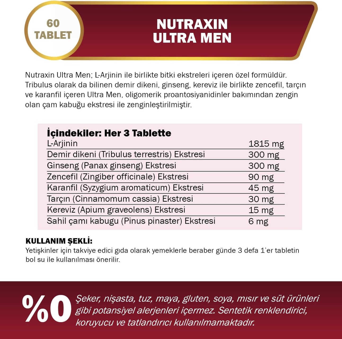 Nutraxin Ultra Men L-Arginine Green Power: Energy, Immunity, Muscle & Bone Support