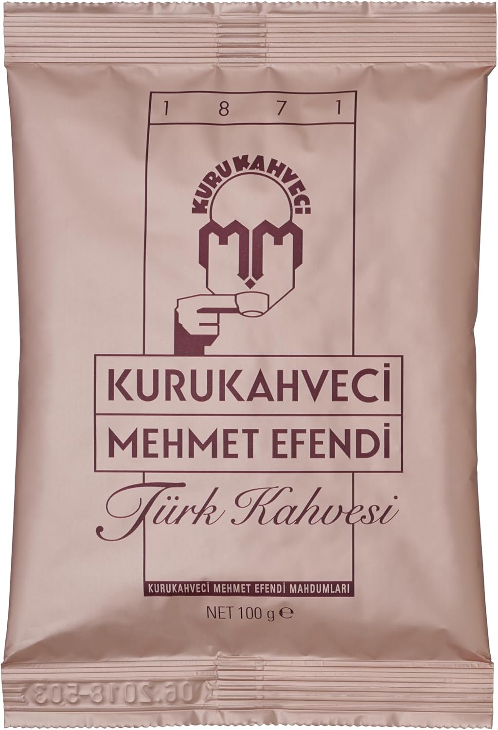 Authentic Kurukahveci Mehmet Efendi Ground Turkish Coffee, Rich Aroma, 100g Foil Pack