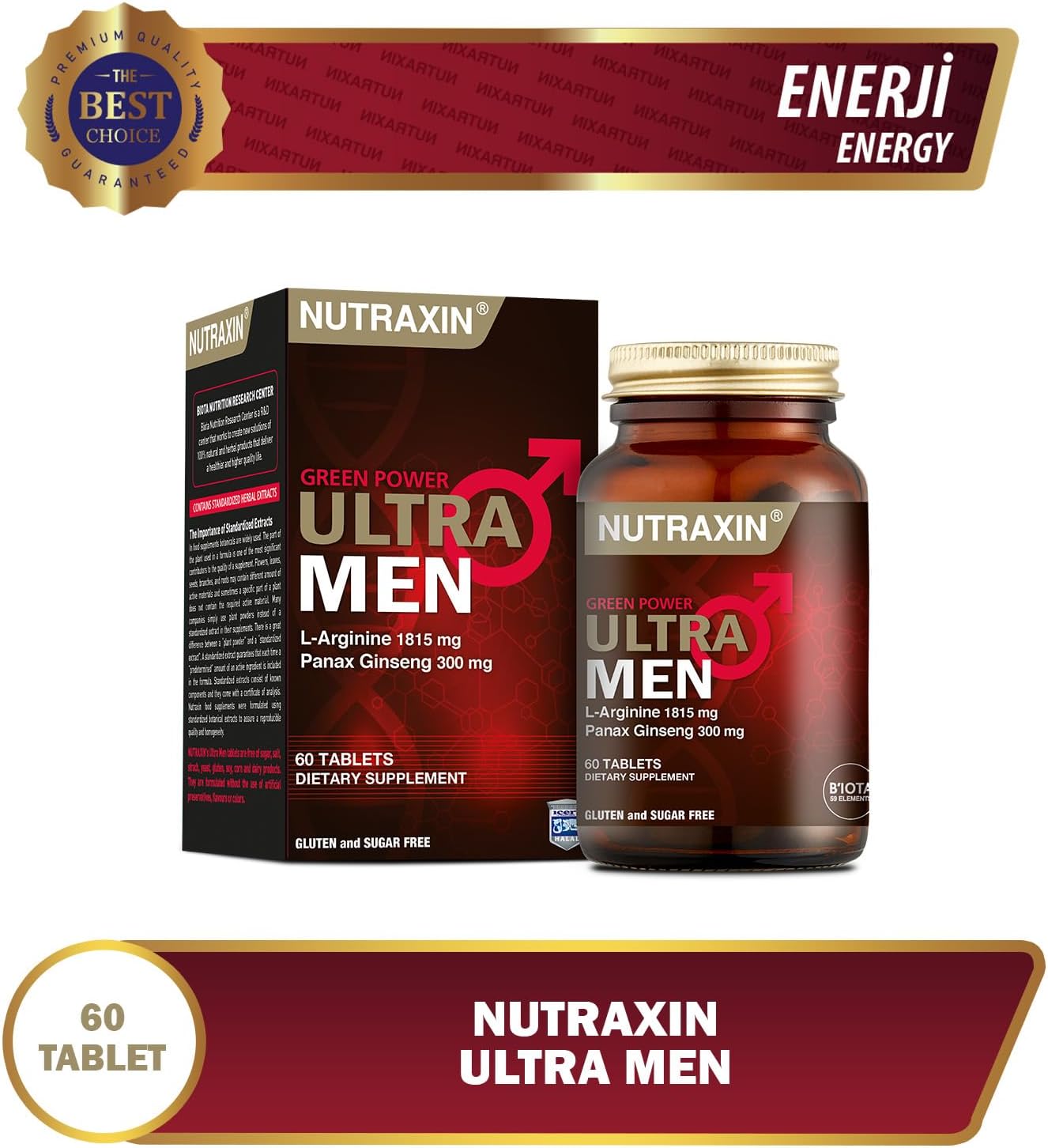 Nutraxin Ultra Men L-Arginine Green Power: Energy, Immunity, Muscle & Bone Support