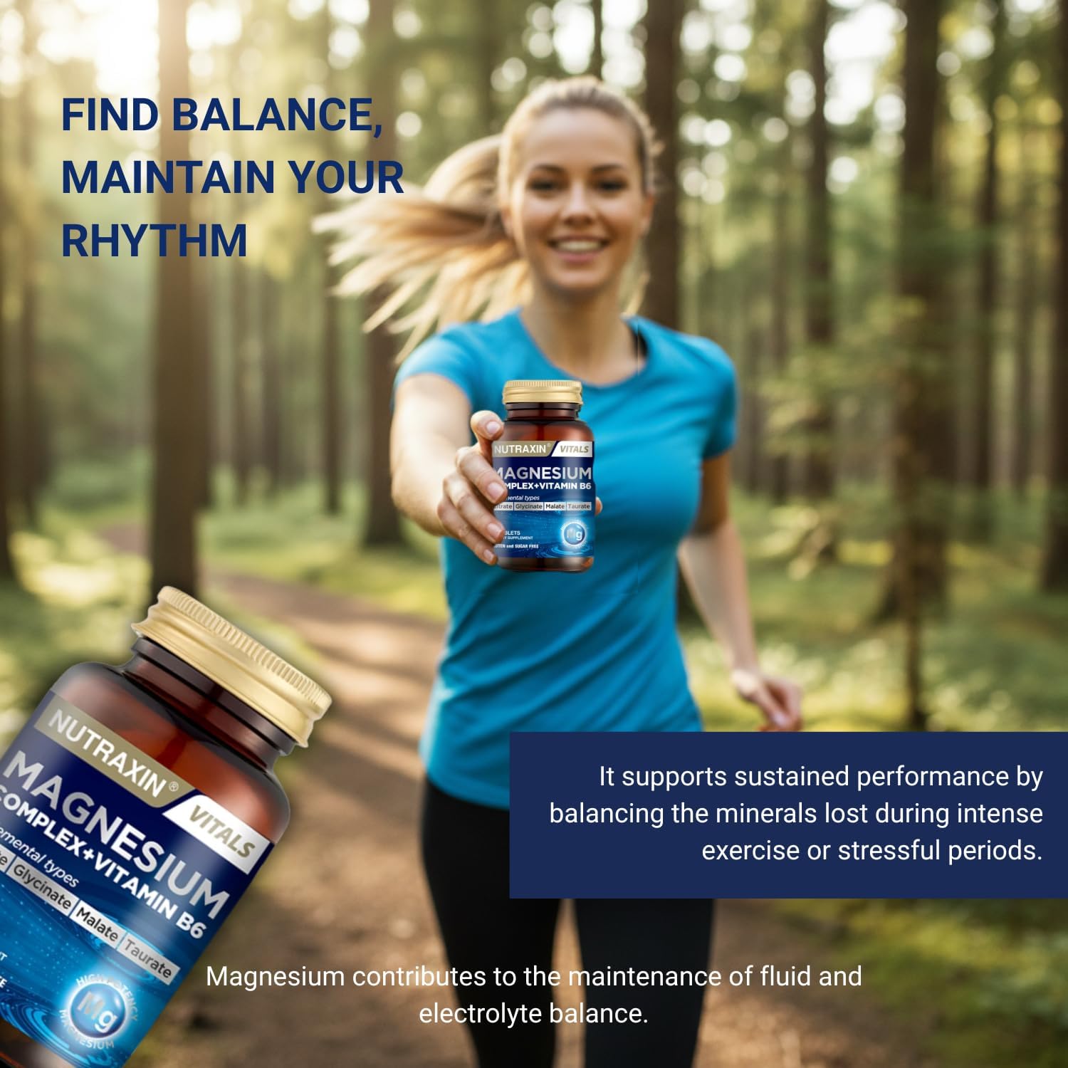Nutraxin Magnesium Complex + B6 for Energy, Muscle, Bone, Nerve Support